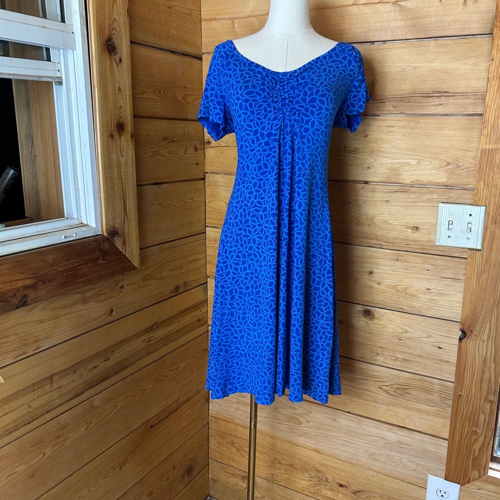 Effie Dress Women Medium Cobalt Blue Geometric Print Resortwear Fresh Produce